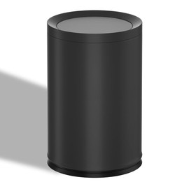 YOJIA 2.3/9L Gallon Metal Trash Can with Lid,Black,Light Luxury,Elegant Garbage Can,Bathroom Waste Basket,for Living Room,Home,Bedroom,Office,Bank,Under Desk(9L-Black)