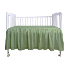 Crib Bed Skirt 28” x 52” with 14” Drop – Split Corners Dust Ruffle, Microfiber - Breathable, Durable, Elastic Adjustable Fit, Soft Nursery Bedding for Baby Boys & Girls, Sage Solid