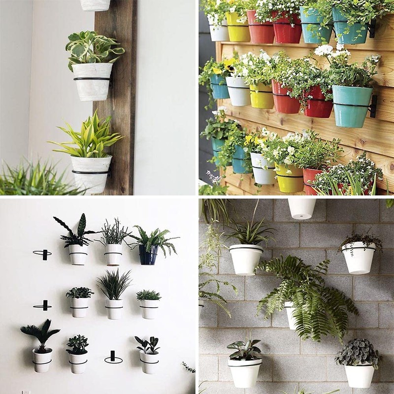 Sivya 4 Pack 4in Flower Pot Holder Ring Wall Mounted