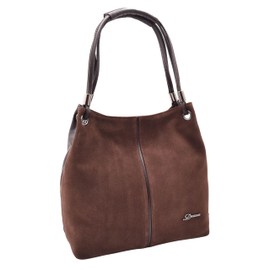 A1 FASHION GOODS Womens Real Leather Suede Shoulder Hobo Bag Large Casual Outgoing Handbag A7153 (Brown)
