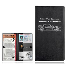 Yourkar Car Registration and Insurance Holder, 9.56"×5.19" Automotive Glove Box Organizer, Vehicle Card Document Glove Box Organizer for Documents Cards License, Car Accessories (Black)