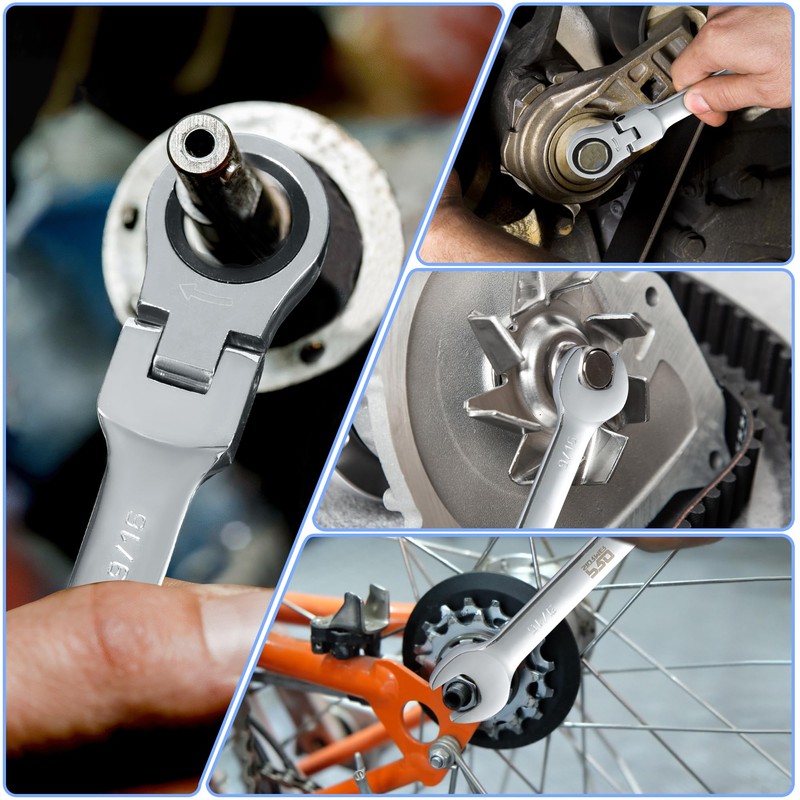 Prostormer 14-Piece SAE Flex-Head Ratcheting Wrench Set, 1/4" to 1"