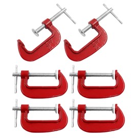 Unlorspy 6Pcs Red C Clamp Set 2 Inch Heavy Duty C-Clamp Quality Iron Jaw Opening Clamp Most DIY, Welding, Repairing and Household Clamping Projects