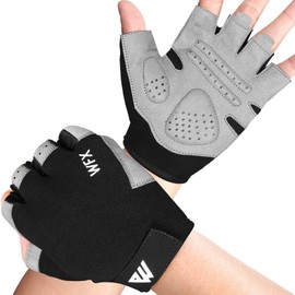 WESTWOOD FOX Gym Gloves Fitness Training Anti Slip Shock-Absorbing Weight Lifting Gloves Padded Grip Breathable Fingerless Workout Support for Men Women Cycling Exercise (Without Wristband, S)