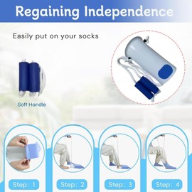 Sock Aids for Putting Socks On and Off, Easy to Use Sock Assistant Puller with Foam Handles for Elderly, Disabled, Pregnant - Pulling Assist Device - Socks Helper Tool