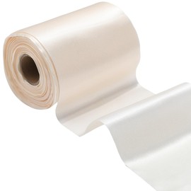 CABODYALS About 22 Yards 4 Inch White Satin Ribbon Solid Large Extra Wide Thick Beige Double Face Polyester Fabric Ribbons Bulk for Sewing Making Craft Gift Wrapping Wedding Chair Sash Ceremony Supply