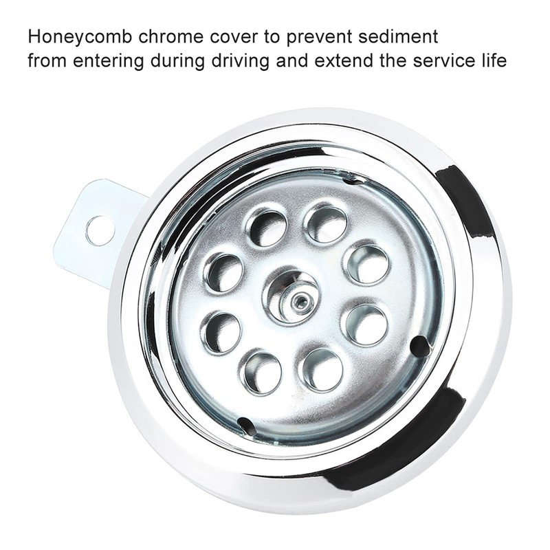 Universal Powerful 105dB Motorcycle Horn with Chrome Lid Honeycomb Pattern