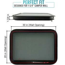 RV Murts 30"x20" RV Camper Exit Window Emergency Push Out Glass w/ Screen Tinted Privacy
