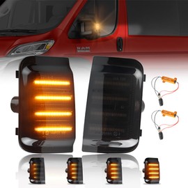 ATROVI LED Sequential Side Mirror Marker Lights for 2014-2023 DODGE RAM PROMASTER 1500 2500 3500, [Visibility & Safety] with RAM Smoked Lens Amber LED Side Mirror Turn Signal Lights, 2 PCS