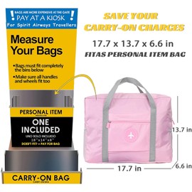 INVODA Travel Bag Foldable Duffle Bag Spirit Airlines Personal Item Bag for Women Men Lightweight Short Trip Carry On Bag Sports Gym Tote Weekender Overnight Bag (1002 Pink)