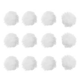 Hileyu Faux Fur Pom Pom Ball 12pcs White Pom Poms DIY Fur Pompoms White Fluffy Pompom Balls with Elastic Band for Hats Bag Keychain Shoes Scarves Accessories (White)