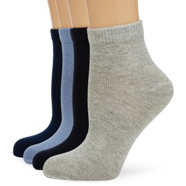s.Oliver Women's Unisex Classic Quarter 4p 100 DEN Ankle Socks - (pack of 4), Gray (stone mix 76), 35