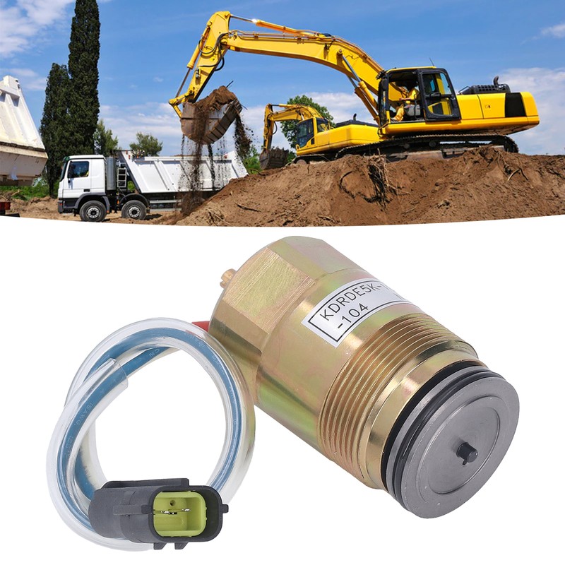 Hydraulic Pump Solenoid Valve Brass 2 Pins Excellent Performance Excavator