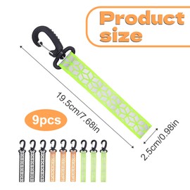 9PCS Reflective Strips Safety Reflective Keychain Pendant Night Reflective Key Chains Strap with Hanging Buckle 3 colors Reflective Keyrings for Bags for Backpack for Clothes Cycling Walking Running