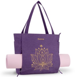Gonex Yoga Mat Bag, Large Tote Bag with Multi Pockets for Women Men, Canvas Mat Carrier, Full Zipper Easy Access for Pilates Gym Travel