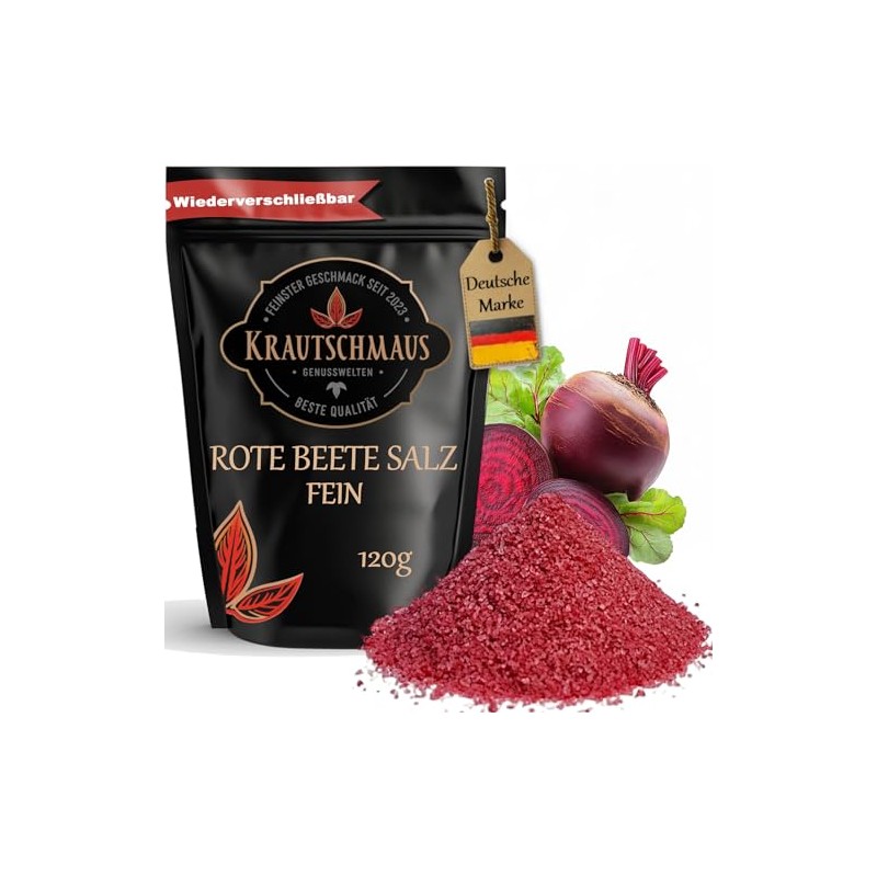 120 g Beetroot Salt by Krautschmaus, Herbal Salt, for Seasoning,