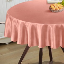 Homiest 1 Pack 60 Inch / 5ft Round Tablecloth Satin Table Cover, Rose Gold Table Cloth Overlay Bright Table Decorations, Silky Satin Dining Table Cloths for Wedding Reception Graduation Banquet