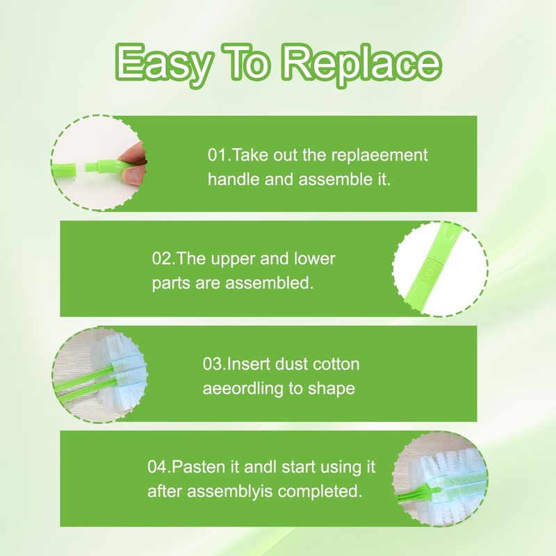 Giococo 3 PCS Duster Handle-Compatible with Swiffer Duster Handle, Removable