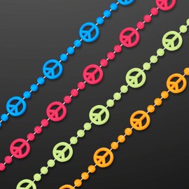 FlashingBlinkyLights Set of 12 Peace Sign Bead Necklaces (NON-Light Up)