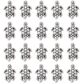 Fashewelry 50Pcs Antique Silver Tortoise Spacer Beads 12.5x9mm Tibetan Metal Sea Animal Turtle Ocean Creatures Charm Beads Hole: 1mm