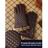 VIKIDEER Winter Warm Cashmere Lining Rabbit Fur Cuffs Leather Gloves