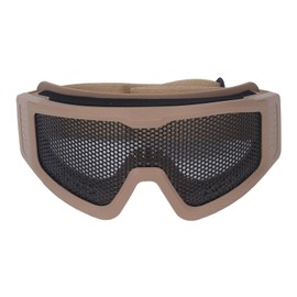 Safety Goggles Breathable Shock Resistant Iron Mesh Patterned Wind Sand Proof for Military CS Outdoor Game Fans Khaki