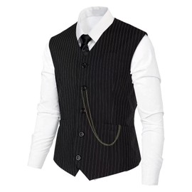 COSLILLI 1920s Mens Gatsby Gangster Costume six-piece set Hat,Vest,Vintage Pocket Watch,Bow tie,tie,Arm rings BL1XL