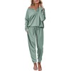 Andeip Waffle Knit Pajama Set 2 Piece Matching Pj Set
