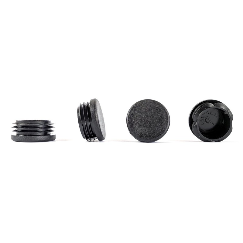 37mm Plastic End Caps, Black Round Tube Inserts, Pack of