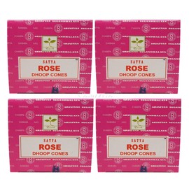 Satya Rose Incense Cone x4 pack, used for Aromatherapy, Spa, Yoga, Weddings, Reiki, Meditation, Healing by SAMASIA