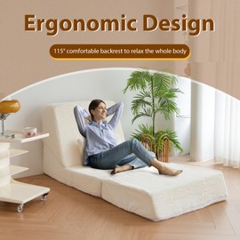 YOSHOOT 3-in-1 Folding Sofa Bed, 7 Inch Convertible Sleeper Chair with Pillow, Fold Out Couch Beds Floor Sofa Lounge for Living Room, Home Office, Playroom