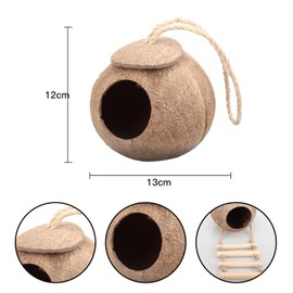 MEISH Gecko Coconut Husk Hut with Ladder Natural Reptile Hideouts Cave Habitat with Hanging Loop for Pets Leopard Gecko