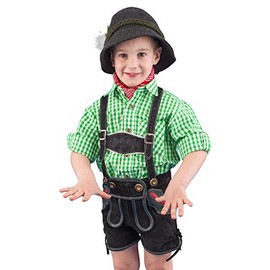 Isar-Trachten Ederer Max 52915 Children's Costume Shirt Green, Green