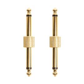 AZOR Guitar Pedal Patch Connector 1/4 Inch(6.35mm) Guitar Effect Pedal Couplers, Male to Male Straight Connector for Guitar Effect Pedalboard Pack of 2