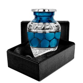 Trupoint Memorials Cremation Urns for Human Ashes, Decorative Burial Urn for Adult Men and Women, Large Dark Blue with Silver Lining
