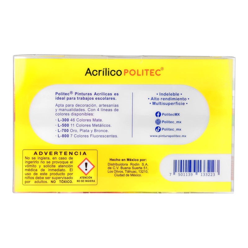 Set Con 8 Piezas De Acrilico Politec 30ml Neon