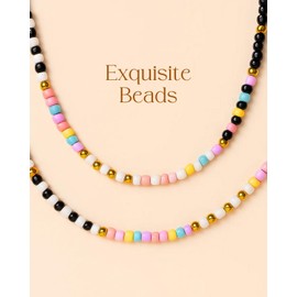 Toykee Lanyards with ID Badges Holder for Teachers Keys Card- Cute Black White Colorful Women Breakaway Retractable Beaded Break Away Neck Lanyard with Holder for Name Tag Cruise Ship Cards Keys