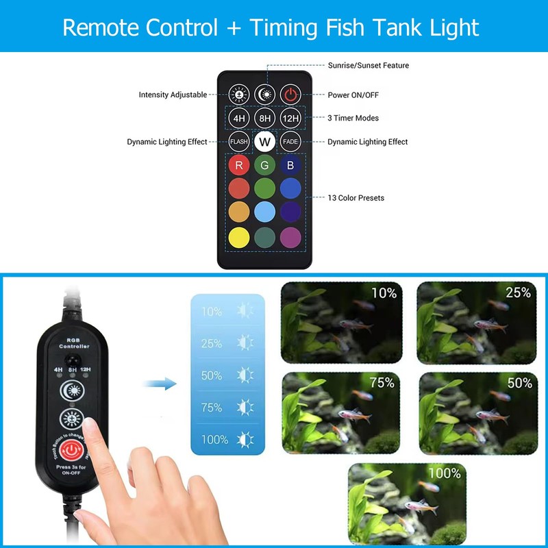 ​​​​​​​​​​​​​Submersible Aquarium Light,LED Aquarium Air Bubble Light,RGB Color Changing Brightness