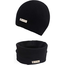 Areti Baby Knitted Hat and Loop Scarf Set, Toddlers’/Children’s Soft, Cotton Beanie Hat, Neck Warmer, Collar, Neckerchief, for Autumn, Winter, black