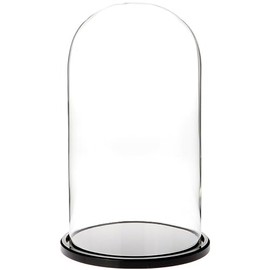 Plymor 5.5" x 10" Glass Display Dome Cloche (Black Acrylic Base)