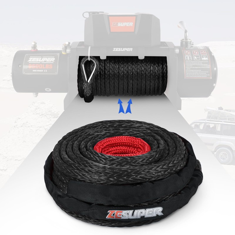ZESUPER Synthetic Winch Rope 3/8" x 85ft Dyneema 12 Strand
