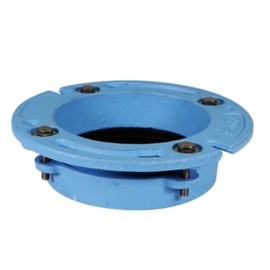 Highcraft No Caulk Cast Iron Closet Flange 4" x 3", Connects Toilets to Waste-lines, Blue