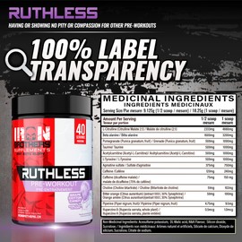 Iron Brothers Ruthless Preworkout Powder Supplement for Men & Women - Creatine Free - Sustainable Performance Energy & Workout Focus, Superhuman Pre Workout - 40 Serve - Nitric Oxide Booster (Grape Cotton Candy)