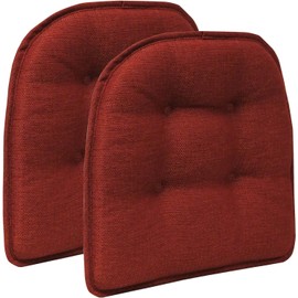 Klear Vu Omega Non-Slip Chair Cushions, Assembled in USA, U-Shaped Skid-Proof Seat Pads for Dining Room, Kitchen, Office, 15"x16", 2 Pack, Solid Flame Red 2 Count
