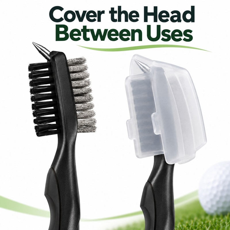 Golf Club Cleaning Brush with Lid, Dual-Sided Brush and Groove