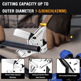 O’Shine PVC Pipe Cutter, Cuts Up To 1-5/8“, Heavy Duty Ratchet PVC PEX Pipe Cutter Tool, Conduit Plastic Hose PEX PVC PPR Plumbing Pipe Cutters, An Extra Blade & Hex Key Included
