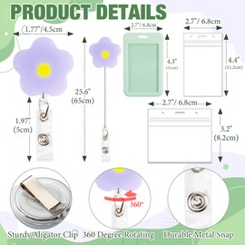 TROMEE 4 ausziehbare Blumen Ausweishalter Ausweishülle Kartenhülle Kartenhalter mit 8 transparenten Ausweishüllen und 2 weißen ABS-Hüllen ID Card Holder for Nurse krankenschwester zubehör