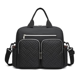 Kono Baby Changing Bag Weekender Travel Nappy Tote for Mom and Dad Convertible Messenger with Insulated Pockets (Medium Bag Black)