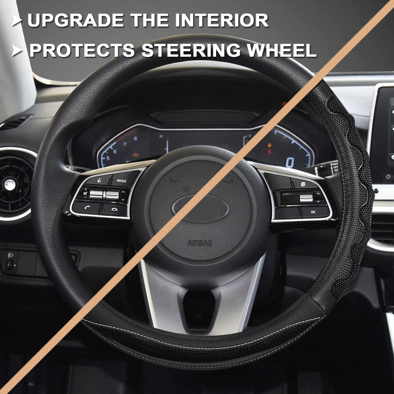 GIANT PANDA Steering Wheel Cover PU Leather Round Steering Wheels