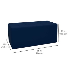 Factory Direct Partners Tufted Rectangle Accent Ottoman Bench; Beautifully Upholstered Furniture for Modern Home, Office, Library or Waiting Area; Seating, Footstool, Table Use - Navy, 14046-NV
